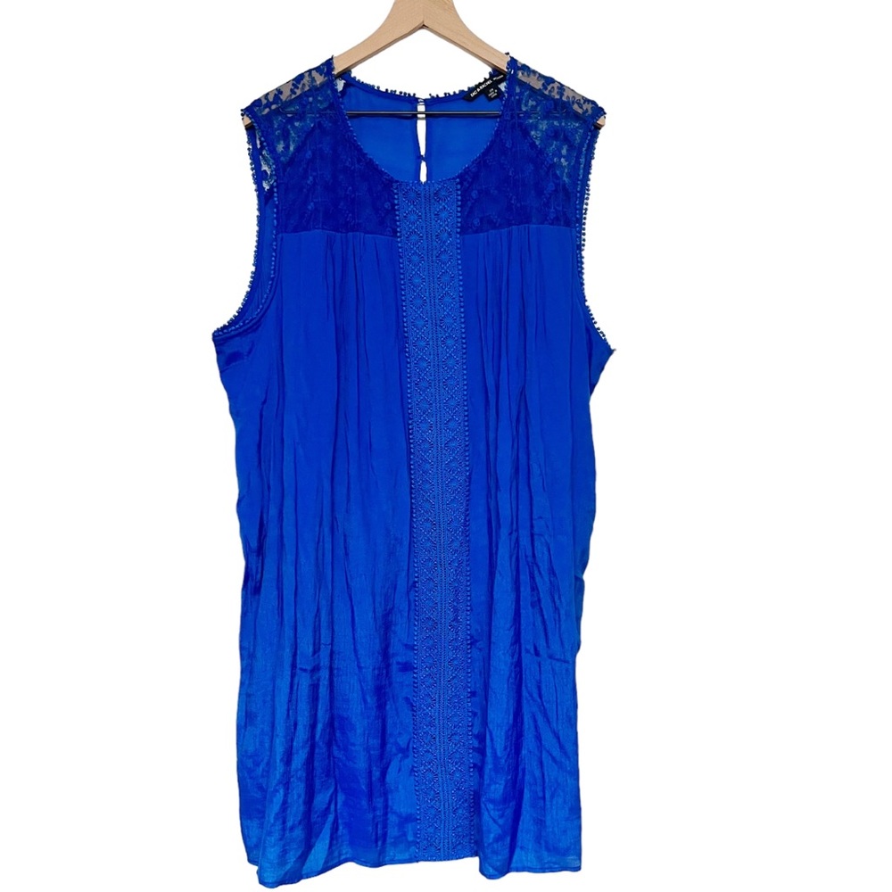 ZAC & RACHEL Women's Lace Blue Tunic Dress Size 3X Lined Sleeveless NWT